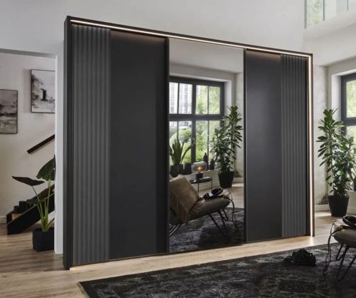 Wiemann Denver Crystal Mirror Sliding Door Wardrobe with Half Carcase Decking