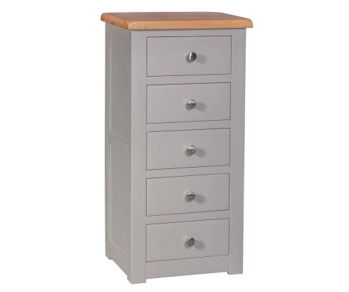 Homestyle GB Diamond Painted Oak 5 Drawer Tallboy Chest