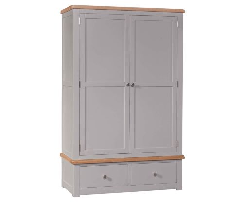 Homestyle GB Diamond Painted Oak Gents 2 Door Combi Wardrobe