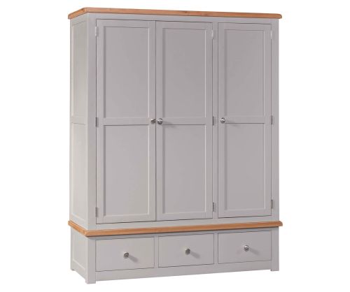 Homestyle GB Diamond Painted Oak 3 Door Combi Wardrobe