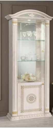 H2O Design Aurora Beige Birch Gold Italian 1 Door Display Cabinet