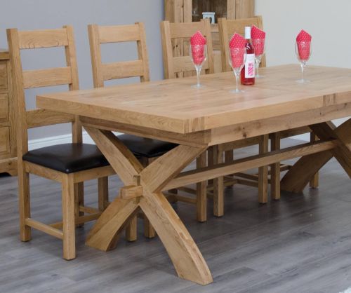 Homestyle GB Deluxe Super X Shape 200cm Extending Dining Table