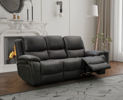 Isobella Charcoal Fabric Recliner 3 Seater Sofa