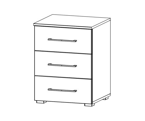 Rauch Ellesse Silk Grey Carcase with Silk Grey Front 3 Drawer Bedside Cabinet