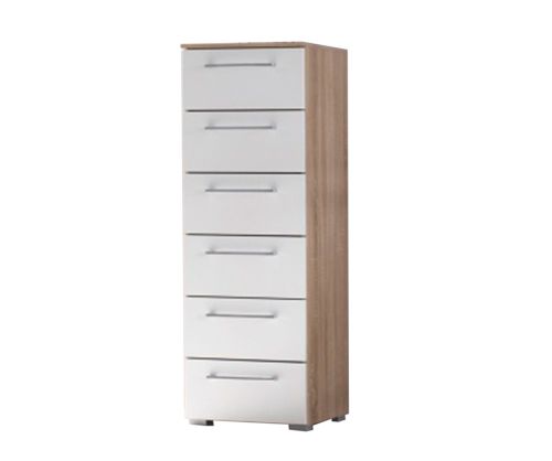 Rauch Ellesse Sonoma Oak Colour Carcase with Alpine White Front 6 Drawer Chest