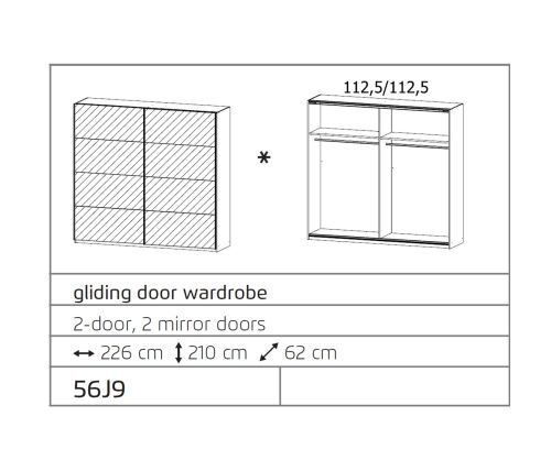 Rauch Ellesse Alpine White Carcase with Alpine White Front Wide 2 Sliding Mirror Door Wardrobe (W271cm)