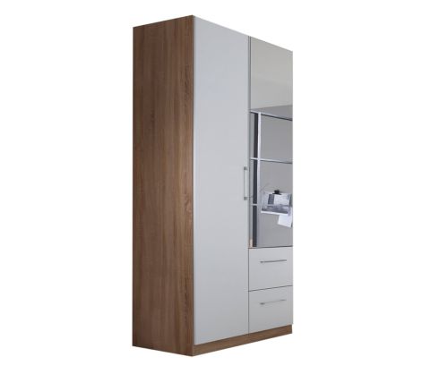 Rauch Ellesse Alpine White Carcase with Alpine White Front 2 Door 1 Mirror Wardrobe with Drawer