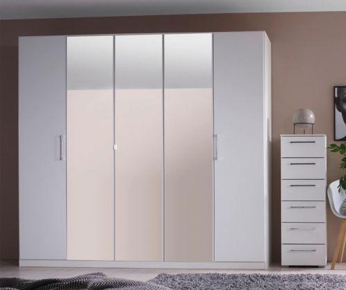 Rauch Ellesse Silk Grey Carcase with Sonoma Oak Colour Front 4 Door 2 Mirror Wardrobe