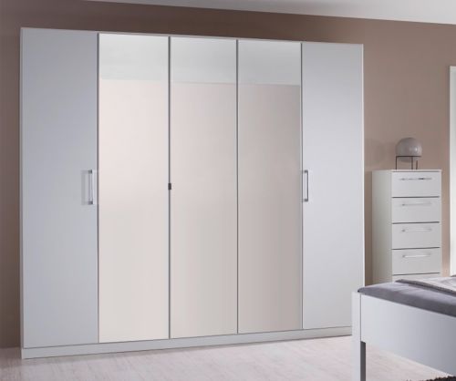 Rauch Ellesse Alpine White Carcase with Alpine White Front 5 Door 3 Mirror Wardrobe