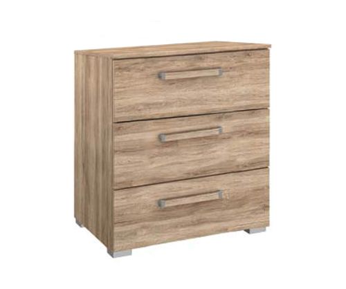 Rauch Filo Silk grey Carcase with Silk Grey Front 3 Drawer Bedside Cabinet