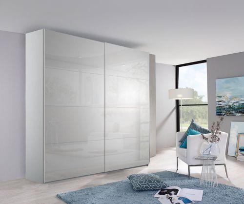 Rauch Filo Alpine White Carcase with Alpine White Front 2 Sliding Mirror Door Wardrobe (W181cm)