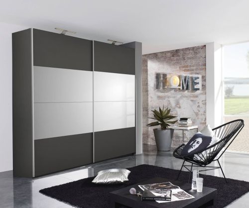 Rauch Filo Graphite Carcase with Graphite Front 2 Sliding Door Wardrobe (W181cm)