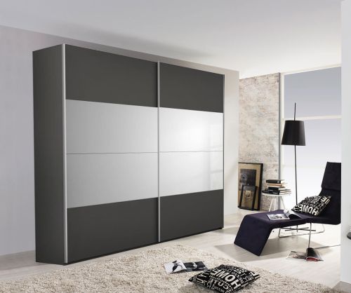 Rauch Filo Graphite Carcase with Graphite Front 2 Sliding Door Wardrobe (W226cm)