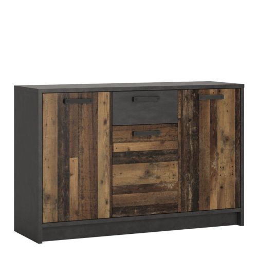 FTG Brooklyn Walnut and Dark Matera Grey 3 Door 1 Drawer Cabinet