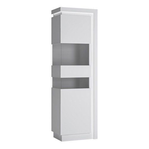 FTG Lyon White and High Gloss Tall Narrow Display Cabinet (LHD)