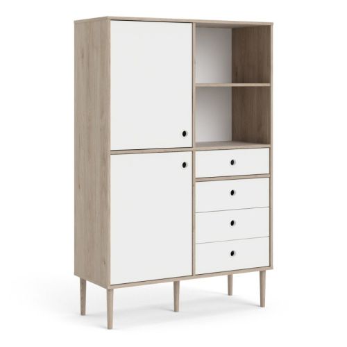 FTG Rome Jackson Hickory Oak with Matt White 2 Door + 4 Drawer Bookcase
