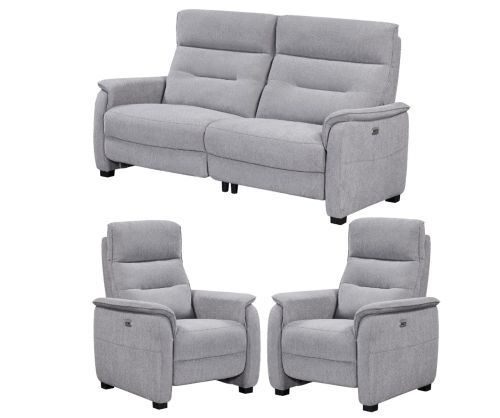 Furniture Link Harlan Pewter Power Fabric Recliner 3+1+1 Sofa Set