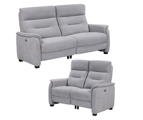 Furniture Link Harlan Pewter Power Fabric Recliner 3+2 Sofa Set