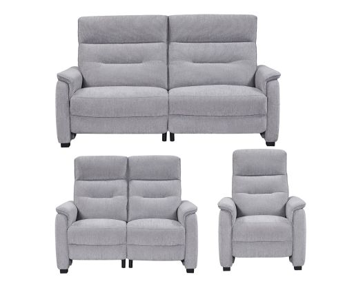 Furniture Link Harlan Pewter Power Fabric Recliner 3+2+1 Sofa Set