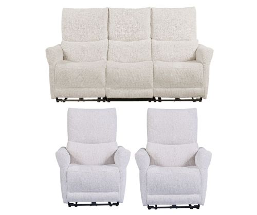 Furniture Link Jagger Biscuit Fabric Power Recliner 3+1+1 Sofa Set