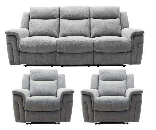Furniture Link Lawson Dove Fabric Power Recliner 3+1+1 Sofa Set