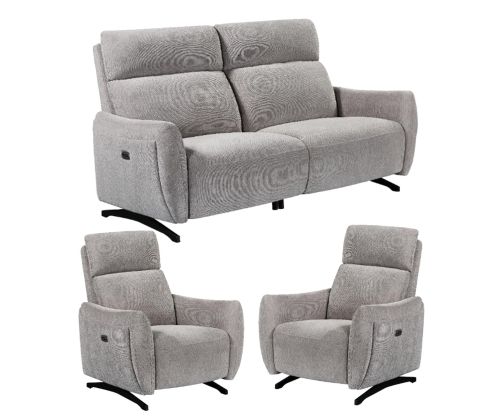 Furniture Link Ryder Natural Fabric Power Recliner 3+1+1 Sofa Set