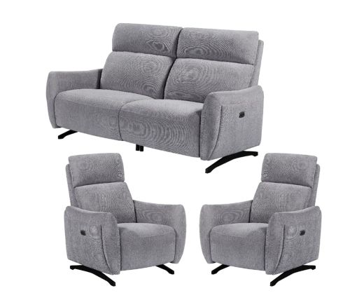 Furniture Link Ryder Pewter Fabric Power Recliner 3+1+1 Sofa Set