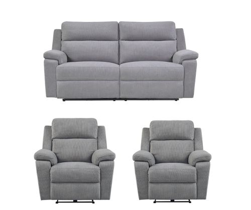 Furniture Link Tyler Stone Fabric Power Recliner 3+1+1 Sofa Set