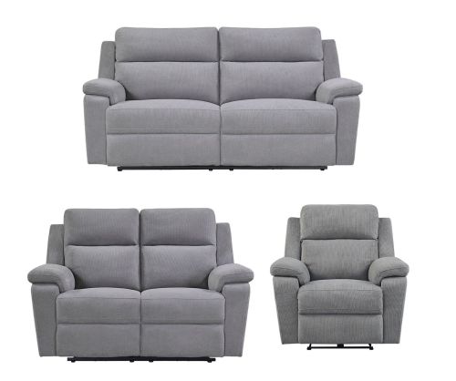 Furniture Link Tyler Stone Fabric Power Recliner 3+2+1 Sofa Set