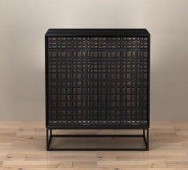 Furniture Link Fusion Black 2 Door Drinks Cabinet 
