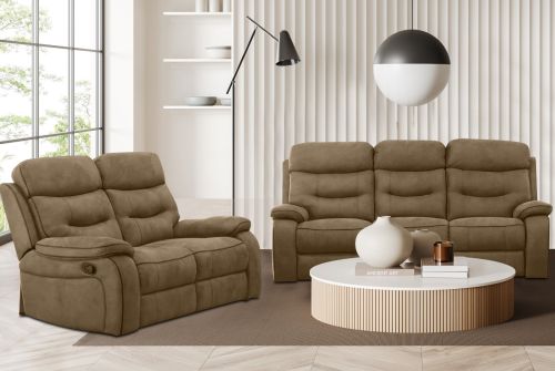 Gabrielle Brown Fabric Recliner 3+2 Sofa Set