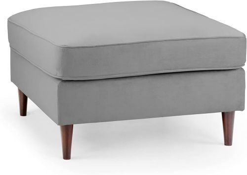 Barkham Plush Grey Fabric Footstool 