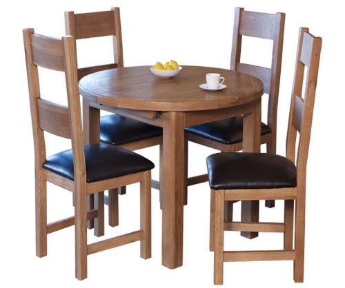 Furniture Link Hampshire Solid Oak Extending Round Dining Table