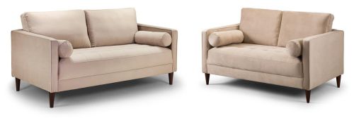 Barkham Plush Beige Fabric 3+2 Sofa Set