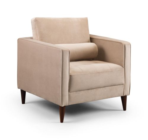 Barkham Plush Beige Fabric Armchair