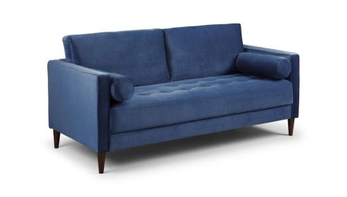 Barkham Plush Blue Fabric 3 Seater Sofa