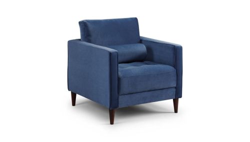 Barkham Plush Blue Fabric Armchair
