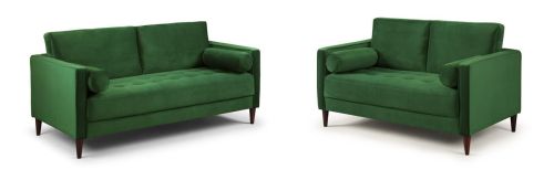 Barkham Plush Green Fabric 3+2 Sofa Set