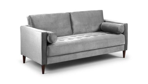 Barkham Plush Grey Fabric 3 Seater Sofa 