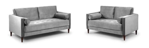 Barkham Plush Grey Fabric 3+2 Sofa Set