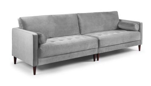 Barkham Plush Grey Fabric 4 Seater Sofa 