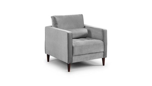 Barkham Plush Grey Fabric Armchair