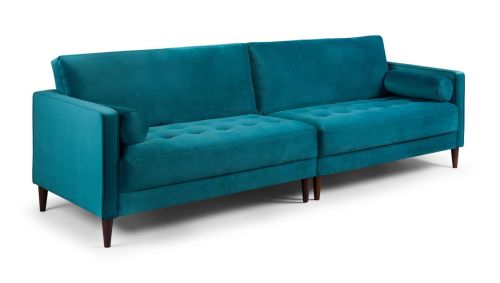 Barkham Plush Teal Fabric 4 Seater Sofa 