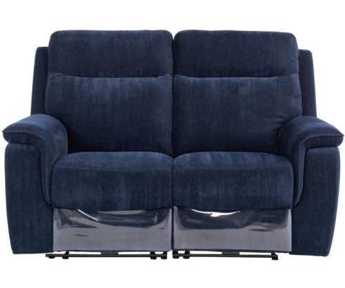 World Furniture Havana Blue Herringbone Fabric Electric Recliner 2 Seater Sofa