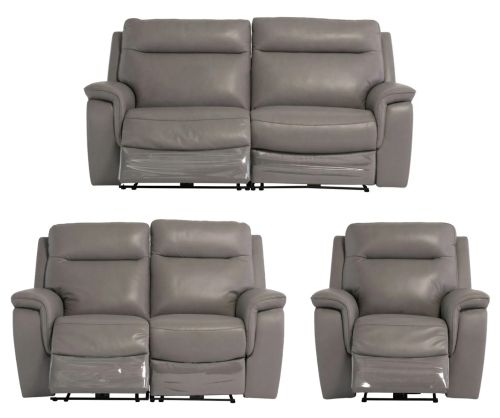 World Furniture Havana Grey Leather Electric Recliner 3+2+1 Sofa Set