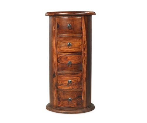 Heritance Bali Sheesham 5 Drawer Large Drum Cabinet