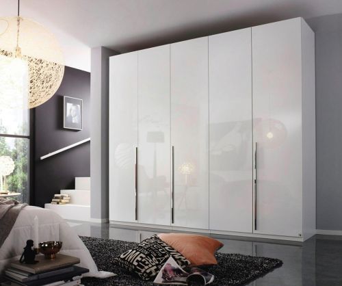 Rauch Montclar Alpine White Carcase with High Polish White Front 5 Door Wardrobe