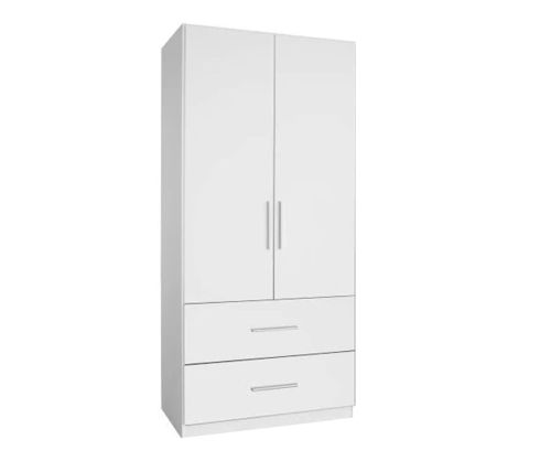 Rauch Alvor Alpine White 2 Door 2 Drawer Combi Wardrobe (W91cm)