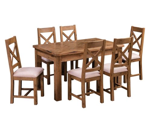 Homestyle GB Aztec Oak Rectangular Dining Set with 6 Chairs- 140cm