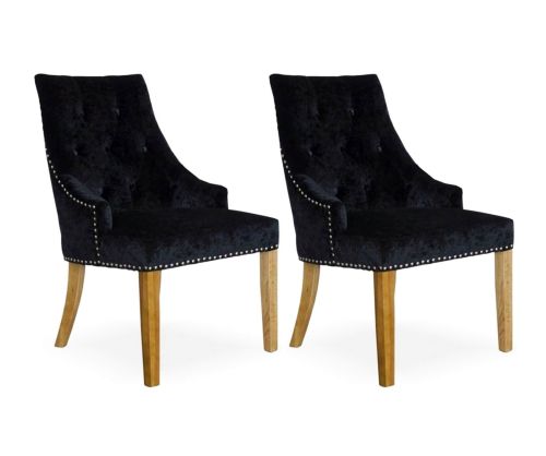 Homestyle GB Bergen Crushed Black Dining Chair in Pair